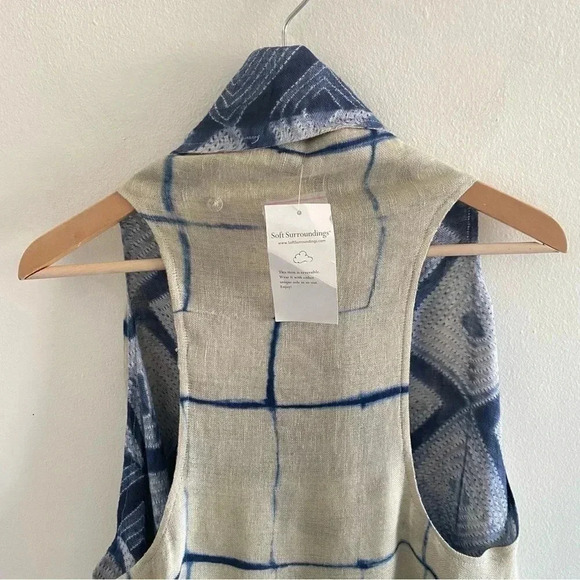 NWT Soft Surroundings indigo desert gauze linen vest reversible - Picture 8 of 12